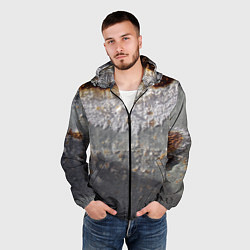 Ветровка с капюшоном мужская Коррозия металла гранж текстура, цвет: 3D-черный — фото 2