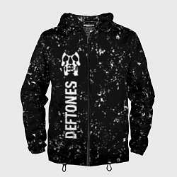 Ветровка с капюшоном мужская Deftones glitch на темном фоне по-вертикали, цвет: 3D-черный
