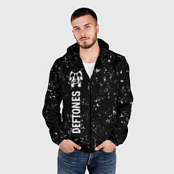 Ветровка с капюшоном мужская Deftones glitch на темном фоне по-вертикали, цвет: 3D-черный — фото 2