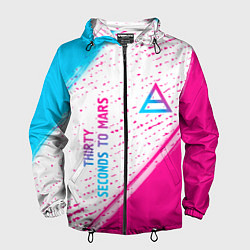 Ветровка с капюшоном мужская Thirty Seconds to Mars neon gradient style вертика, цвет: 3D-черный