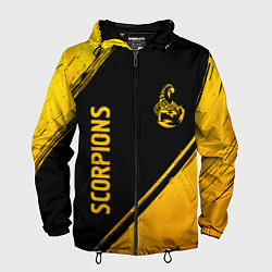 Ветровка с капюшоном мужская Scorpions - gold gradient вертикально, цвет: 3D-черный