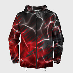 Ветровка с капюшоном мужская Дым и красные текстуры, цвет: 3D-черный