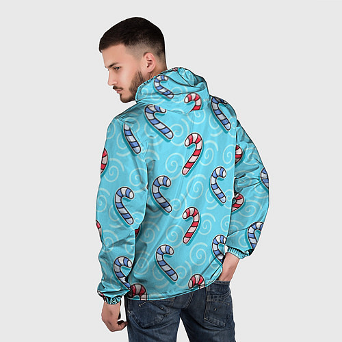 Мужская ветровка Новогодний леденец трость / 3D-Черный – фото 4