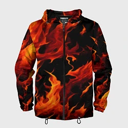 Ветровка с капюшоном мужская Пламя в темноте, цвет: 3D-черный