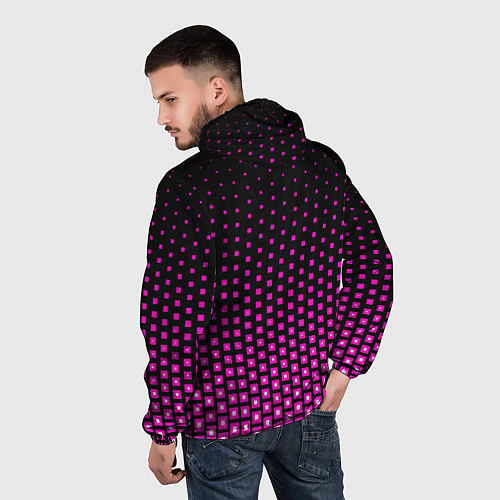 Мужская ветровка Розовые квадраты / 3D-Черный – фото 4