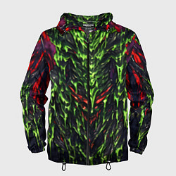 Ветровка с капюшоном мужская Green and red slime, цвет: 3D-черный