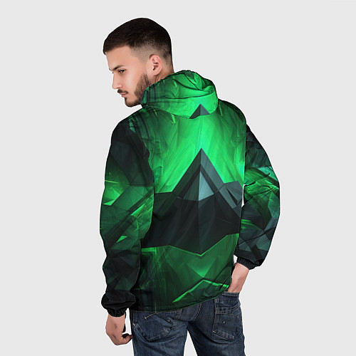 Мужская ветровка Зеленая абстракция геометрическая / 3D-Черный – фото 4