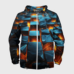 Ветровка с капюшоном мужская Темные плитки в лаве, цвет: 3D-белый