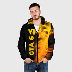 Ветровка с капюшоном мужская GTA 6 - gold gradient по-вертикали, цвет: 3D-черный — фото 2