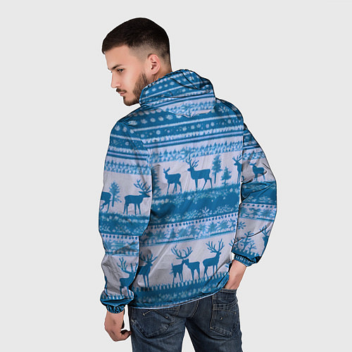 Мужская ветровка Синие олени / 3D-Белый – фото 4