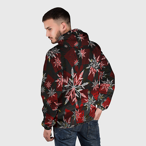 Мужская ветровка Рождественские снежинки / 3D-Белый – фото 4
