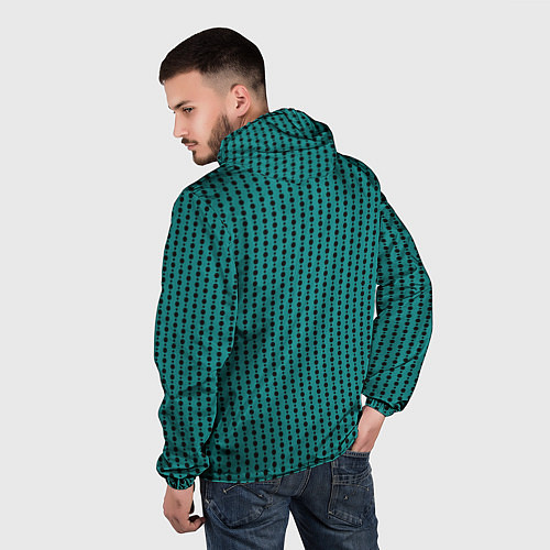 Мужская ветровка Паттерн кружочки на зелёном / 3D-Черный – фото 4