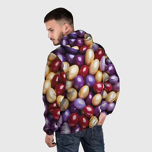 Мужская ветровка Красные и фиолетовые пасхальные яйца / 3D-Черный – фото 4