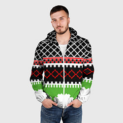 Ветровка с капюшоном мужская Узор из разноцветных фигур, цвет: 3D-белый — фото 2