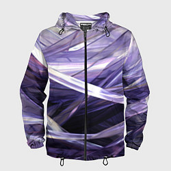 Ветровка с капюшоном мужская Фиолетовые прозрачные полосы, цвет: 3D-черный