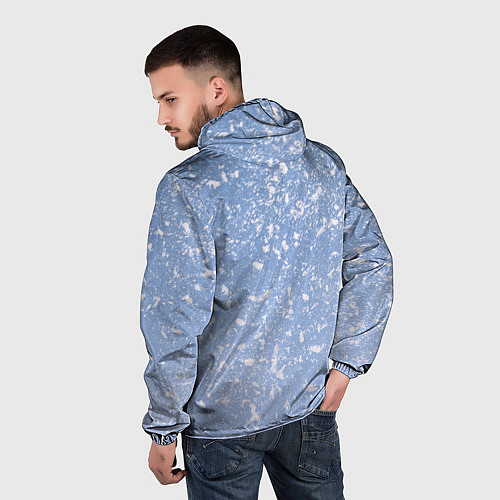 Мужская ветровка Белые хлопья на голубом фоне / 3D-Белый – фото 4