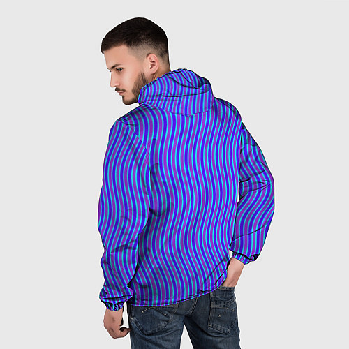 Мужская ветровка Неоновые волнистые полосы / 3D-Белый – фото 4