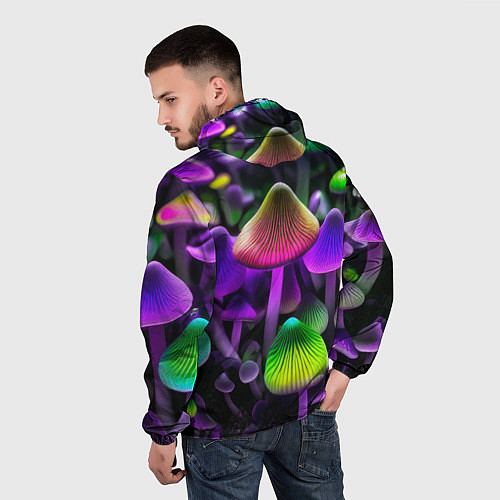 Мужская ветровка Люминесцентные грибы / 3D-Белый – фото 4