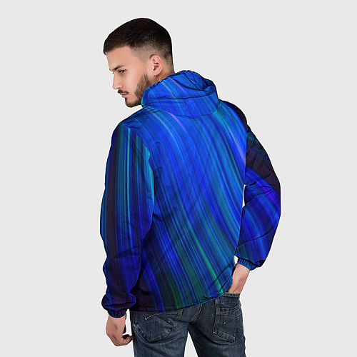 Мужская ветровка Неоновые синии линии / 3D-Белый – фото 4