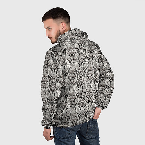 Мужская ветровка Греб России черный и белый паттерн / 3D-Белый – фото 4