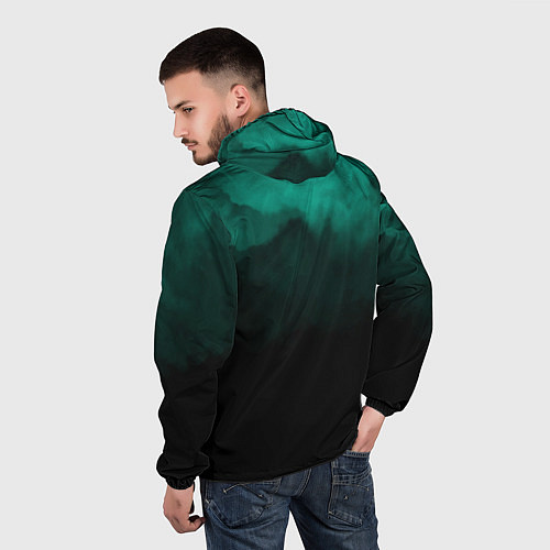 Мужская ветровка Зелёный туман на чёрном / 3D-Белый – фото 4