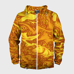 Ветровка с капюшоном мужская Абстракция жидкое золото, цвет: 3D-белый