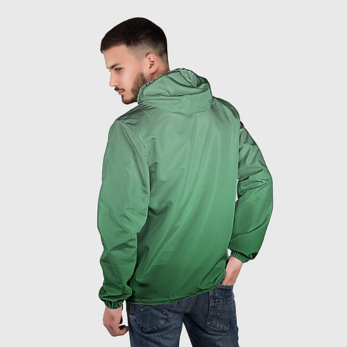 Мужская ветровка Градиент приглушённый зелёный / 3D-Черный – фото 4
