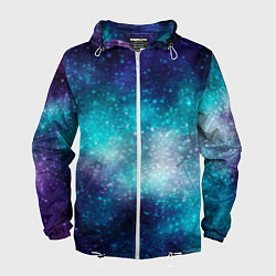 Ветровка с капюшоном мужская Космические туманности, цвет: 3D-белый