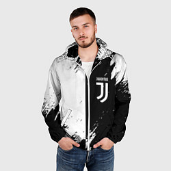 Ветровка с капюшоном мужская Juventus краски чёрнобелые, цвет: 3D-белый — фото 2