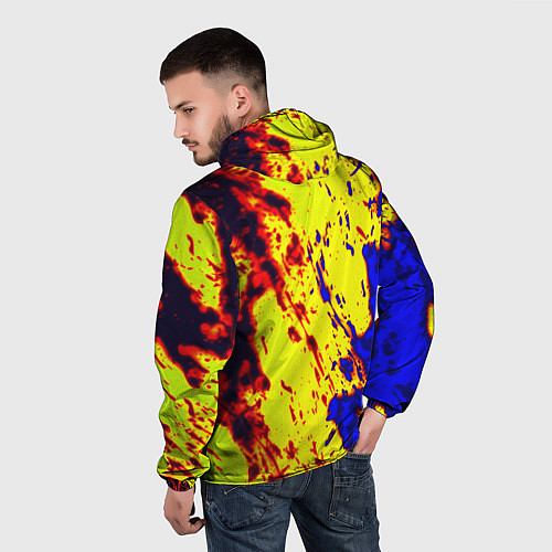 Мужская ветровка Герб РФ огненный стиль текстура / 3D-Черный – фото 4