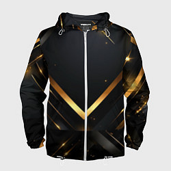 Ветровка с капюшоном мужская Gold luxury black abstract, цвет: 3D-белый