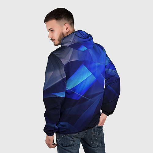 Мужская ветровка Черно-синий абстрактный фон / 3D-Белый – фото 4