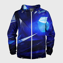 Ветровка с капюшоном мужская Black and blue abstract background sport style, цвет: 3D-белый