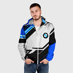 Ветровка с капюшоном мужская BMW спортивная геометрия, цвет: 3D-белый — фото 2