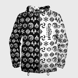 Ветровка с капюшоном мужская Genshin Impact - black and white, цвет: 3D-черный