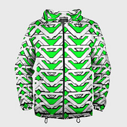 Ветровка с капюшоном мужская Бело-зелёный узор, цвет: 3D-черный
