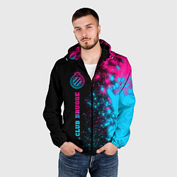 Ветровка с капюшоном мужская Club Brugge - neon gradient по-вертикали, цвет: 3D-черный — фото 2