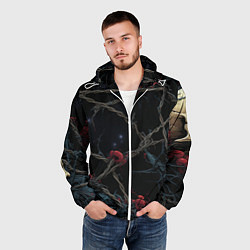 Ветровка с капюшоном мужская Череп и кровавые ягоды, цвет: 3D-белый — фото 2