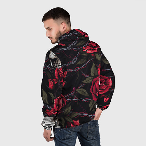 Мужская ветровка Череп и красные розы / 3D-Черный – фото 4