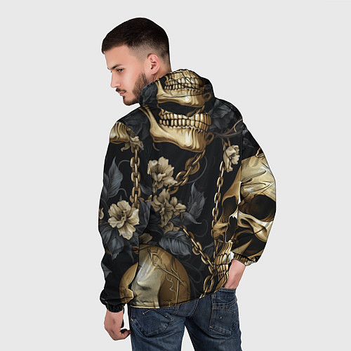 Мужская ветровка Золотые черепа с цепями / 3D-Черный – фото 4
