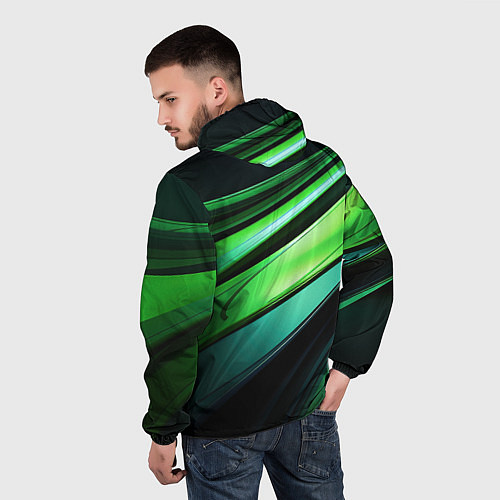 Мужская ветровка Абстрактные геометрические плавные линии минимализ / 3D-Черный – фото 4