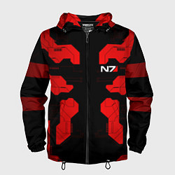 Ветровка с капюшоном мужская Mass Effect - Red armor, цвет: 3D-черный