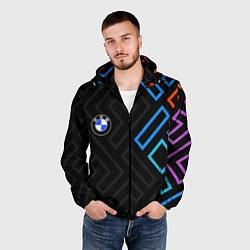 Ветровка с капюшоном мужская BMW brand color carbon, цвет: 3D-черный — фото 2