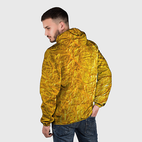 Мужская ветровка Текстура золотой мятой поверхности / 3D-Черный – фото 4