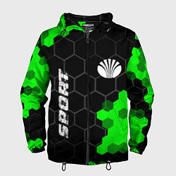 Ветровка с капюшоном мужская Daewoo green sport hexagon, цвет: 3D-черный