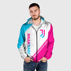 Ветровка с капюшоном мужская Juventus neon gradient style вертикально, цвет: 3D-черный — фото 2