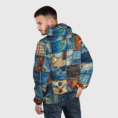Мужская ветровка Vanguard denim patchwork - ai art / 3D-Белый – фото 4