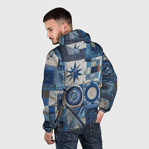 Мужская ветровка Denim patchwork - ai art / 3D-Черный – фото 4