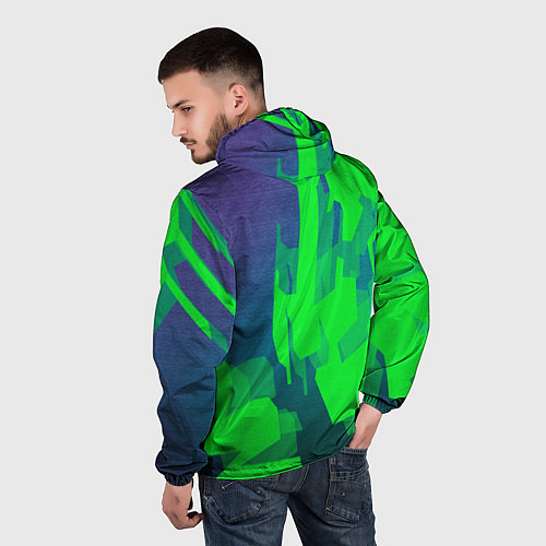 Мужская ветровка Зеленый фиолет / 3D-Белый – фото 4