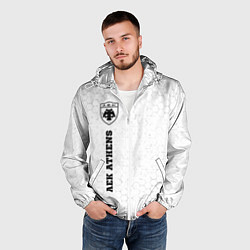 Ветровка с капюшоном мужская AEK Athens sport на светлом фоне по-вертикали, цвет: 3D-белый — фото 2